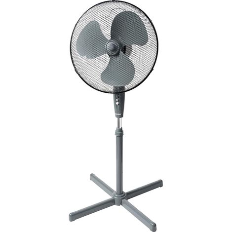 1 Ventilateur sur pied, 3 vitesses, Oscillation 90°, Hauteur réglable 122 cm, Diamètre 45 cm, Salon