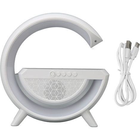 Enceinte Bluetooth 10W avec Chargeur Sans Fil, Lampe de Chevet Dimmable, FM, USB, AUX - Pour Chambre (1/5)