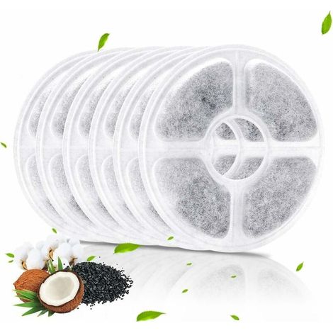 Filtres pour fontaines à eau pour chat - 6 paquets de filtres de rechange pour fontaine pour animaux de compagnie pour distributeur automatique d'eau de fleur, fontaine à boire sans BPA (1/5)