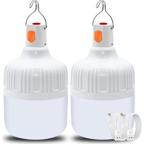 Rechargeable Camping Lantern - 2 Pieces 40 Watt Rechargeable Lamp - 360° USB Rechargeable Lamp - Portable Hanging Lantern for Camping - USB Cable INCLUDED [Energy Class A+++]