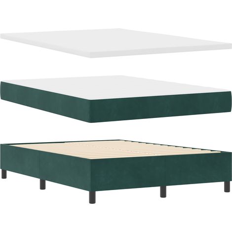 vidaXL Cama con Somier con Colchón y Banco Verde Oscuro 160x200 cm Terciopelo (1/5)