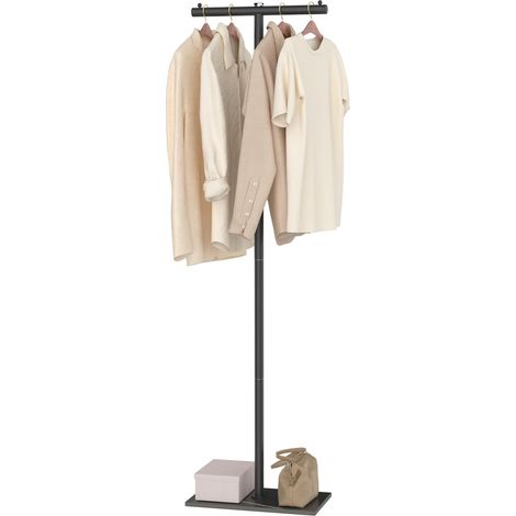 Métal Portant à Vêtements, Type T Moderne Multifonctionnel Porte Manteau, Portemanteau sur Pieds avec Dalles de roche lourdes, 175 cm, Noir (1/5)