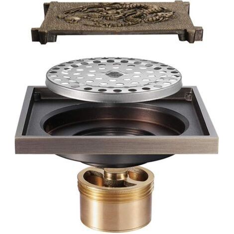 Toilet Bathroom Kitchen, Floor Drain, Shower Drain Antique Brass Floor Drain and Removable Filter