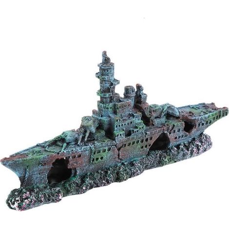 Ornement de bateau de peau de crevette d\'eau salée fraîche non toxique de longue durée, décoration d\'aquarium en résine, pour (1/4)