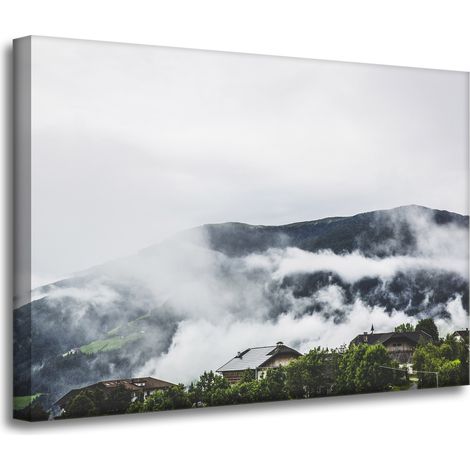 Leinwanddruck Natur – Berge im Nebel, 70 x 50 cm