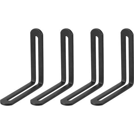 4 Pièces 80x80mm (Noir) Code D'Angle Réglable Équerre D'Angle en Acier Inoxydable à 90 Degrés en Forme de L, Pour La Fixation de Meubles Étagère Lit (1/5)
