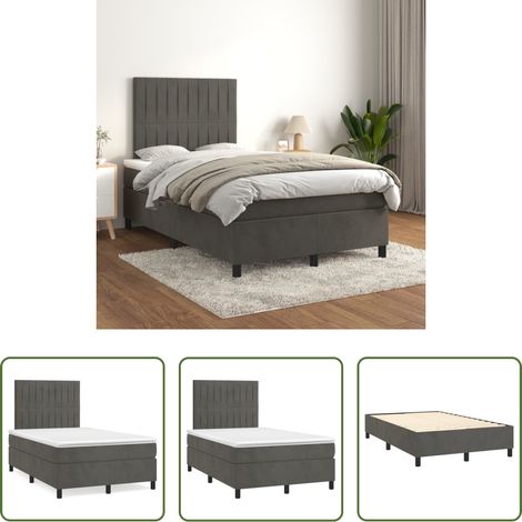 Samtbett - Boxspringbett mit Matratze Dunkelgrau 120x200 cm Samt (1/5)