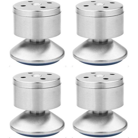 Verstellbare Nivellierfüße aus Edelstahl, multifunktionale Metallfüße mit Gummipads für Sofas, einfache Montage, geeignet für Tische, Schränke, Sofas, Betten usw. – 4 Stück (Silber) – Fei Yu