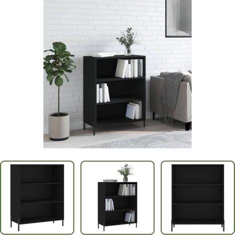 Rangement - Armoire à étagères noir 69,5x32,5x90 cm bois d'ingénierie (1/5)