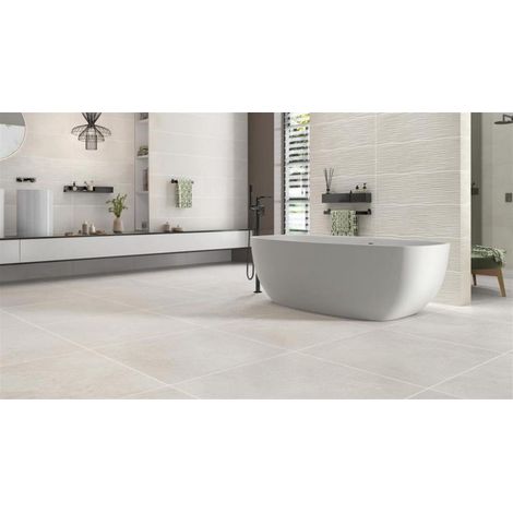 Carrelage d'intérieur effet béton - Série CLOUD (59,7 x 59,7) - Dimensions: 59,7 x 59,7 cm - White Mat non rectifié