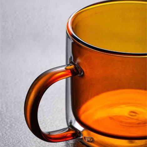Mug isotherme en verre à double paroi, coloré et transparent avec anse, tasse à café (1/5)