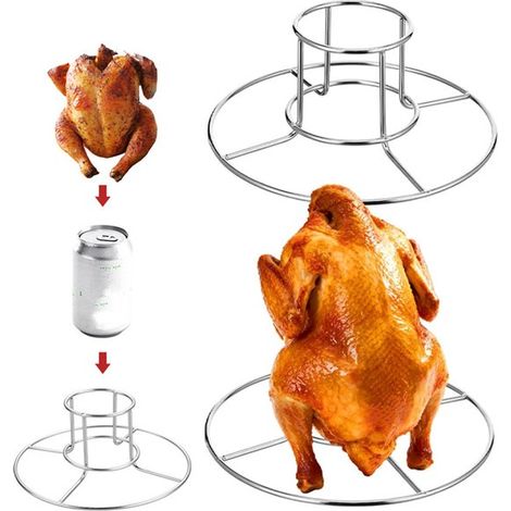 Hähnchenhalter 2 Stück Hähnchenrost Grillrost aus Edelstahl Hähnchensitz Spülmaschinenfest BBQ-Hähnchenständer Leicht zu reinigen Geeignet für (1/5)