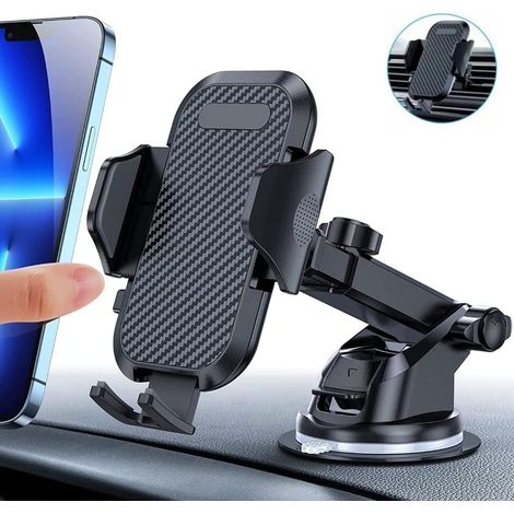 Support de téléphone portable pour voiture avec 6 tablettes de lavage mains-libres - Fixation automatique - Pour tous les smartphones (1/5)