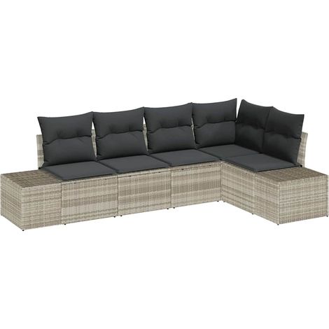 Maison Exclusive - Gartensofa-set mit Speicher 5 pcs Hellgrau Pol
