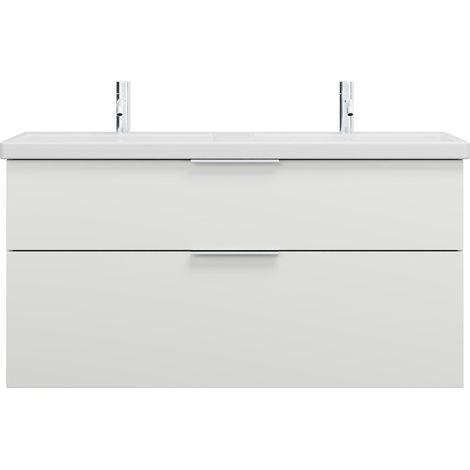 burgbad Eqio lavabo doble de cerámica con mueble bajo para lavabo
