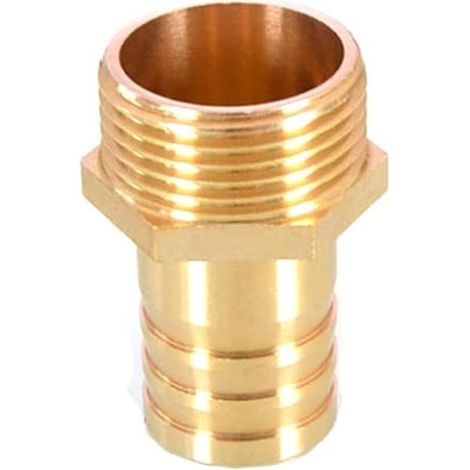 Connecteur de Tuyau BSP en Laiton 25 mm Cannelé x G1 Mâle, Raccord Fileté BSP Mâle Cuivre Coupleur Adaptateur (1/5)
