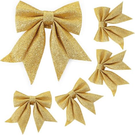 6 stelle di Natale, grandi/piccole, misure assortite, stelle di Natale con nastro, stelle di Natale per alberi di Natale, confezione regalo (1/5)
