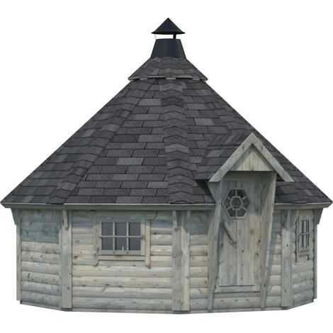 Abri de jardin en bois Eva 11,4 m² – Épicéa massif traité autoclave – Toiture en voliges bois massif – Espace repas extérieur traditionnel – Palmako (1/5)