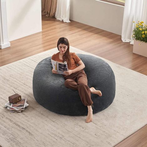 Riesiger Pouf 120 x 120 x 60 cm, zum Schlafsofa umwandelbar, dunkelgrau HAVRYA (1/4)