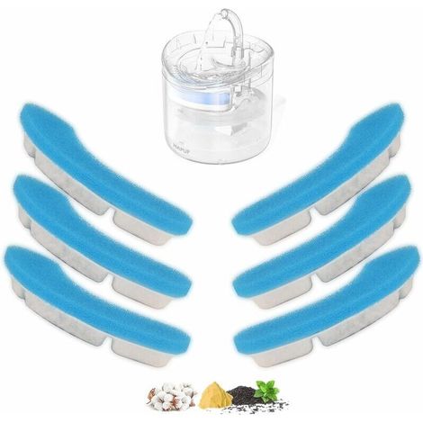 6 PCS Filtre Fontaine a Eau pour Chat Améliorés Filtre Fontaine Eau Chat à Quadruple Action Filtres Remplacement  pour Fontaines à Eau pour Chats et Chiens Automatique Silencieuse 1,8 L