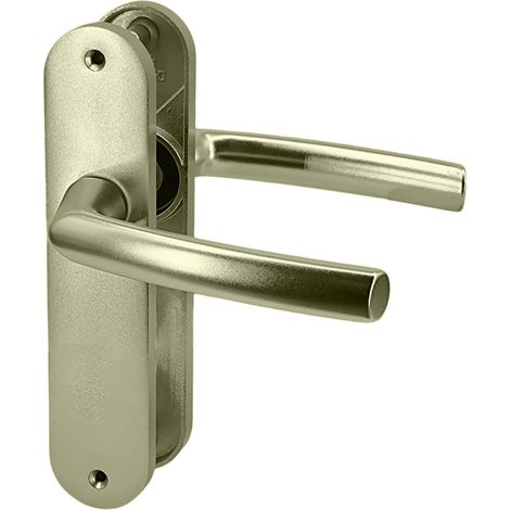 Paire de poignées sur plaques aluminium blindé 190 mm porte intérieur sans clés Bricard Osmose (1/5)