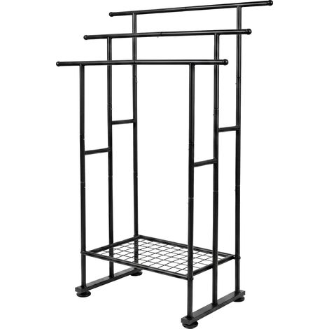 Levede Towel Rail Metal Rack With Basket 3-Tier Storage Anti-Slip Foot Black (1/5)