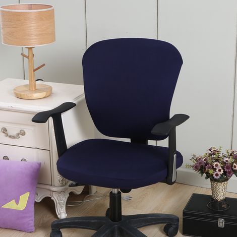 Housse De Chaise Amovible De Style Extensible Moderne - Housse De Chaise Amovible Et Résistante Pour Chaise De Bureau Rotative Chaise Pivotante Chaise, (Fauteuil Non Fourni) - Bleu Foncé (1/4)