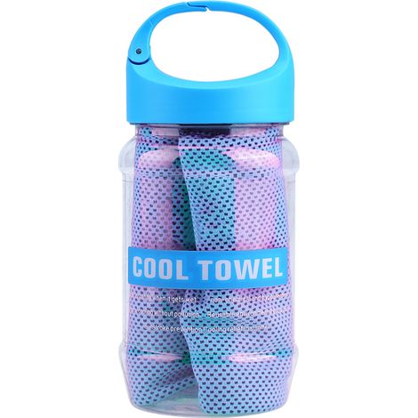 Serviette rafraîchissante ultra-respirante avec bouteille de rangement pour le sport et la salle de gym (bleu clair) (1/5)