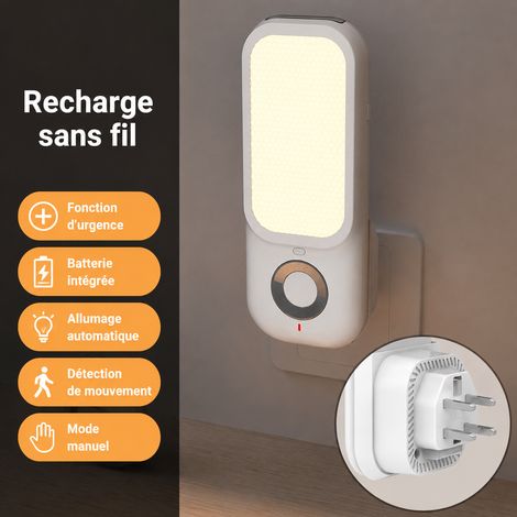 Veilleuse LED à détection de mouvement et lampe torche avec charge sans fil fiche UK 5W tb-38sliwr-y 6,3 × 2 × 16 cm 200 g – Livraison gratuite