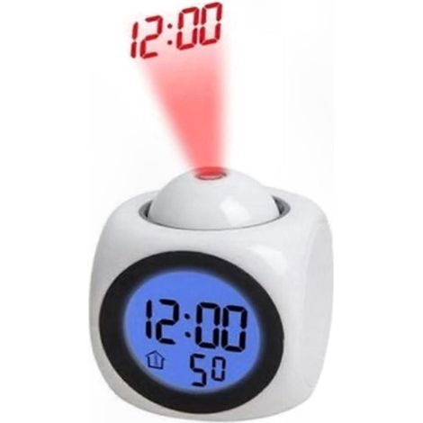 Réveil projecteur LED avec fonction vocale parlante, horloge numérique à plafond pour chambres et bureaux, affichage ultra-net, minuterie électrique pour divers usages. (1/5)
