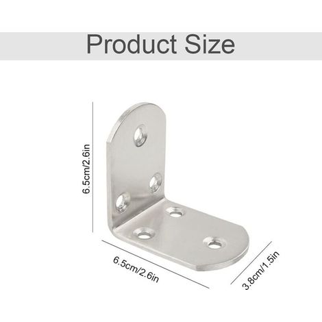 Soporte curvo de acero inoxidable – 38 x 65 x 65 milímetros, para muebles, estable, inoxidable y versátil - Crezuo