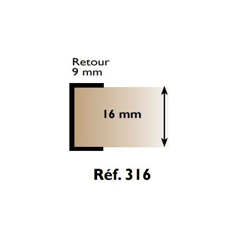Perfil de canto U 316 PRUNIER - 16 mm x 2,60 m - blanco - RIBP316 (1/2)