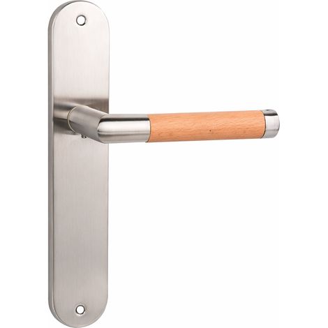 Manilla acero inoxidable y madera ovalada 24x4.5cm alta seguridad (1/5)