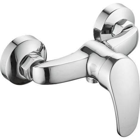 Shower Mixer Tap, Wall Mounted Bathtub Faucet, Single Handle Shower Mixer, Temperature Control, G1/2 Universal Hose Thread Connection, Chrome, Silver (1/5)