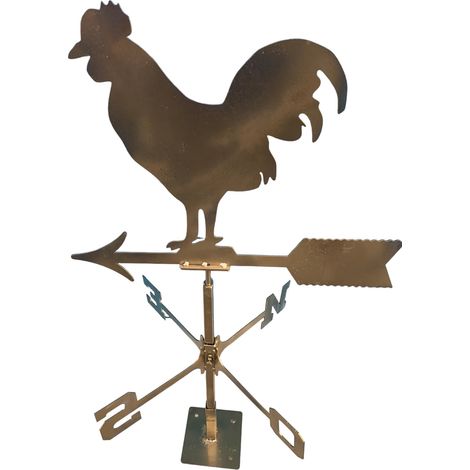Banderuola segnavento da giardino a forma di galletto con punti cardinali in ferro 83x45 cm