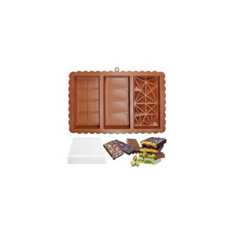 Stampo per barrette di cioccolato - stampo in silicone alimentare, antiaderente e facile da sformare, stampo profondo, adatto per cioccolatini al pistacchio, caramelle, snack, dessert, decorazioni, ec (1/4)
