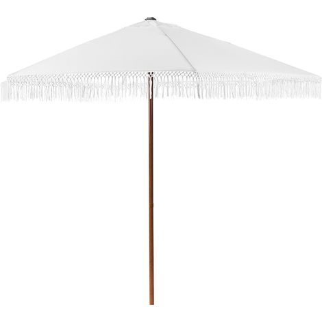 Sombrilla de poste central para jardín elegante ⌀ 245 cm poste de aluminio blanco tela de poliéster blanco Minoa