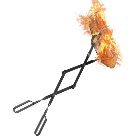 Pince à Cheminée, Longue de 64cm Pince à Bois de Chauffage, Pince à Bûches Accessoires de Cheminée pour Foyer Intérieur Cuisinière D'extérieur Feu de Camp et Camping Grill (1/5)