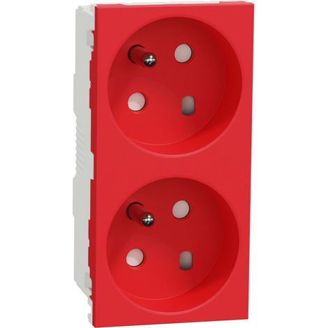 prise de courant - 2 x 2p+t - 45d - bornes auto - détrompage - rouge schneider electric nu306103 (1/4)