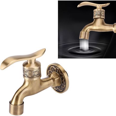 Robinet de Machine à Laver Style Antique en Laiton, Montage Mur pour Eau Froide, Utilisation Salle de Bain (1/5)