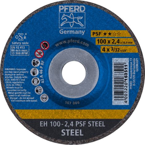 PFERD TOOLS Trennscheibe EH 100x2,4x16 mm gekröpft Universallinie PSF STEEL für Stahl 25 Stk
