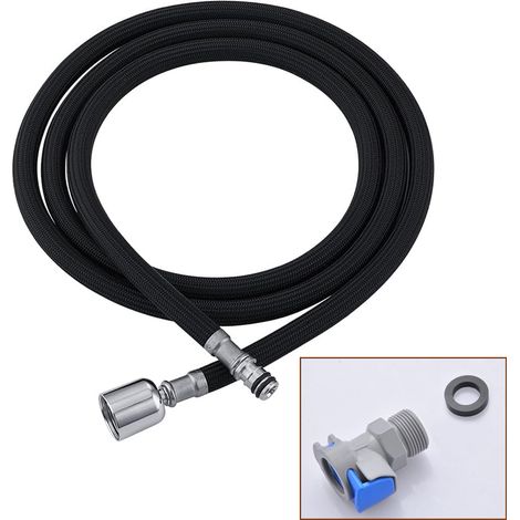 Tubo flessibile di ricambio per rubinetto da cucina M15 x 1 mm x G1/2 nero, tubo flessibile espandibile per rubinetto da lavello da cucina con connettore rapido, tubo flessibile in nylon da 150 cm / a