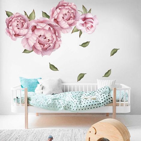 Stickers muraux pivoine rose - Décoration murale pour la maison et les chambres d'étudiants (1/5)