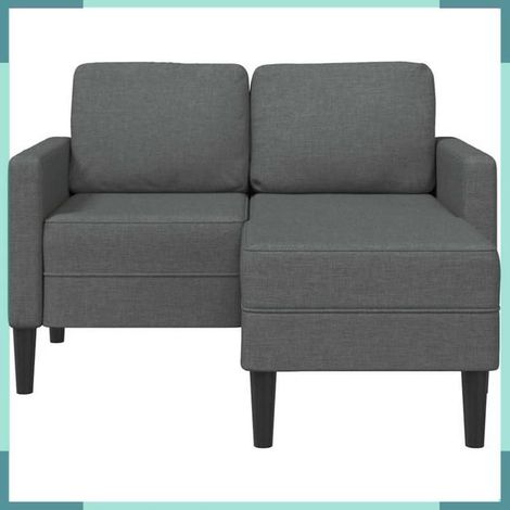 Canapé 2 places avec méridienne en L - 4107062 - Gris foncé - Tissu 100% polyester - 125x118x85 cm (1/5)