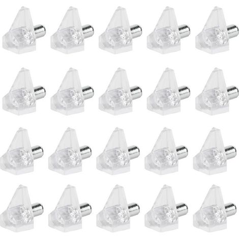 Lot de 90 supports d'étagères, 5 mm, en plastique transparent pour meubles, étagères, armoires, en bois et verre, supports d'étagères, transparents (1/5)