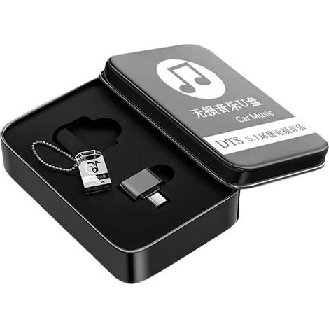 New Popular Music USB Flash Drive, 16GB, Car USB Flash Drive, Hot DJ Classic Songs, Lossless, Car USB Flash Drive, MP3 -- Beaded Chain + Adapter + Metal Box (1/3)