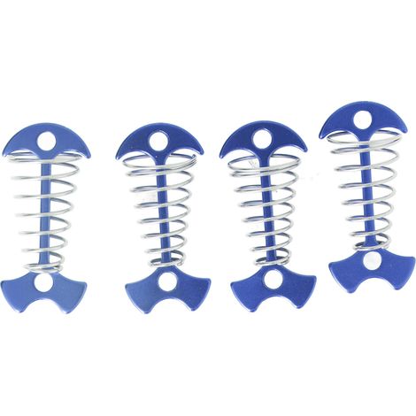 4 piquets de tente en aluminium avec ressort, pointes en acier inoxydable pour sol dur et canopée, bleus (1/5)