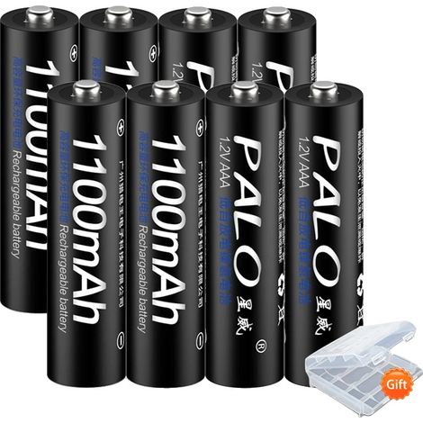 Batería recargable de Ni-MH, capacidad de 1100 mAh, compatibilidad versátil, paquete de 8 unidades. (1/2)
