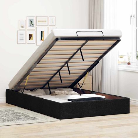 Cadre de lit ottoman sans matelas noir 120x190 cm tissu vidaXL