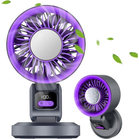 Ventilateur Rafraîchissant Pour Chambre - Souffleur D'Air Froid Pliable Et Rechargeable,Ventilateur de Bureau avec Crochet,Pour Bureau Voyage Chambre Extérieur Été Camping Plage (1/5)